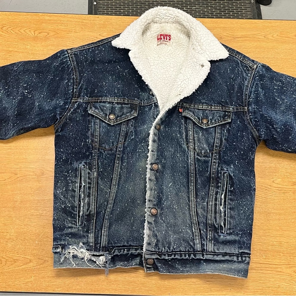Levi's men' Dark Blue Sherpa-Lined Denim Jacket